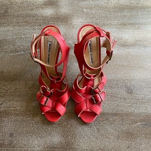 Rare Manolo Blahnik leather gladiator heels | 9